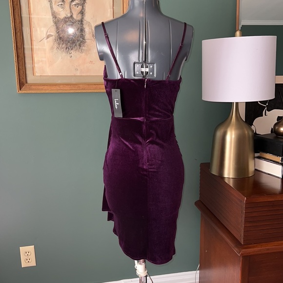 Lulu’s Living It Luxe Dark Purple Velvet Tulip Dress Size XS - Picture 5 of 9